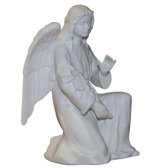 Homco Nativity White Kneeling Angel Flower Figurine #5617 Vtg 5.5" Replacement - Picture 6 of 8